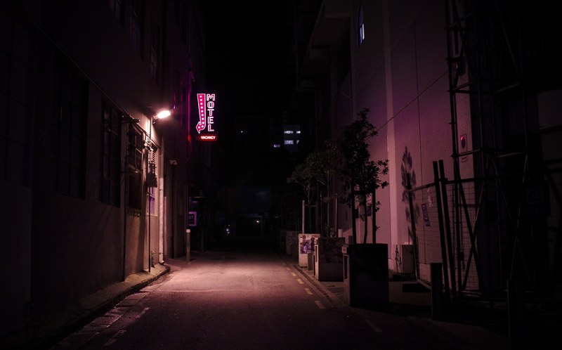 alleyway hotel sign alley hotel and night 4k