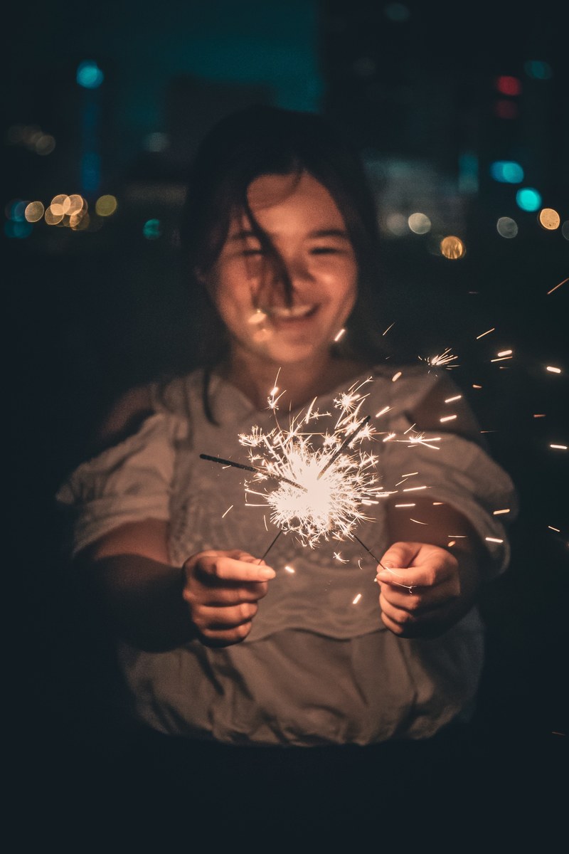 woman girl female and sparkler hd, 4k