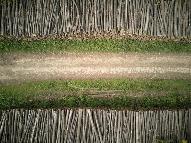 drone view aerial view log and pile 4k