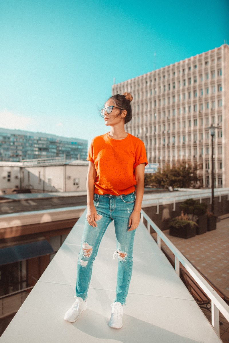 woman female glasses and oramge hd, 4k