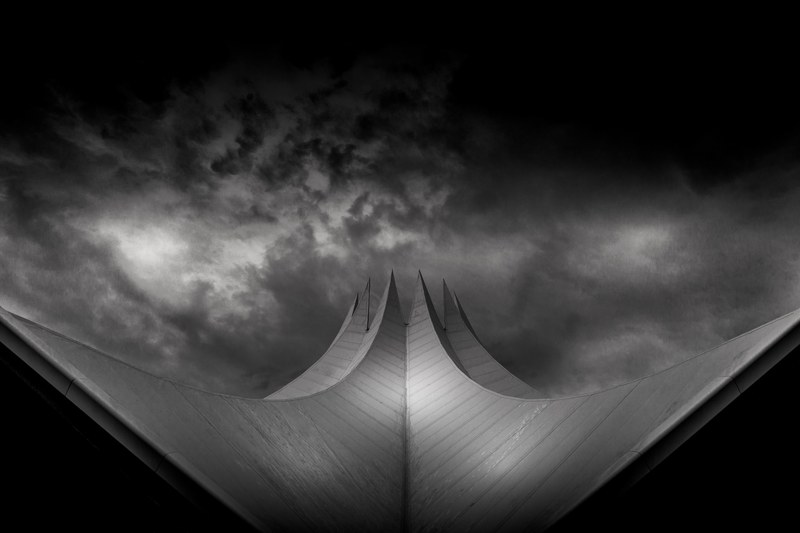 unique curved architecture against a stormy sky, berlin curved architecture 4k