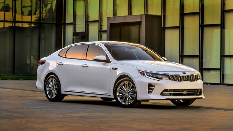 kia, optima, white, side view, 4k