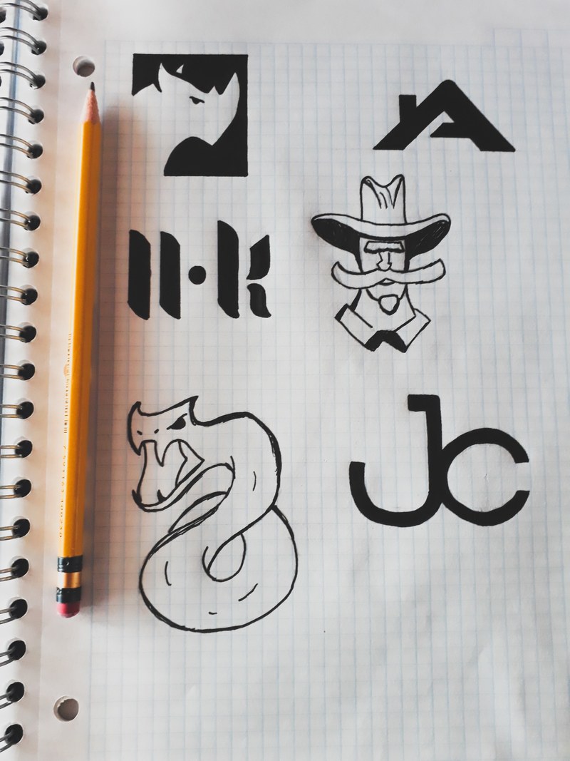 various pencil drawings on graph paper, _downloading ideas 4k