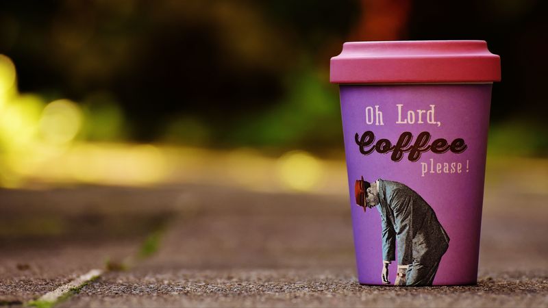 cup, coffee, sign, humor, print, 4k