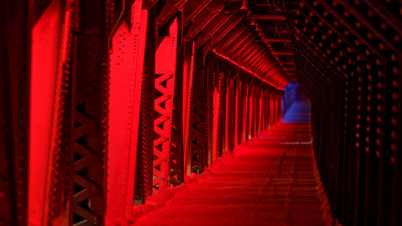 tunnel, passage, red, 4k