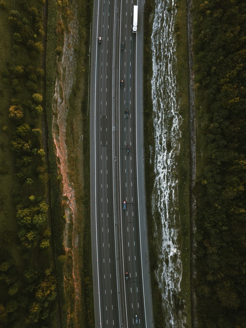 an interstate highway with limited traffic, _large quiet highway 4k