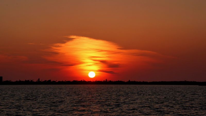 florida, beach, horizon, sunset, 4k