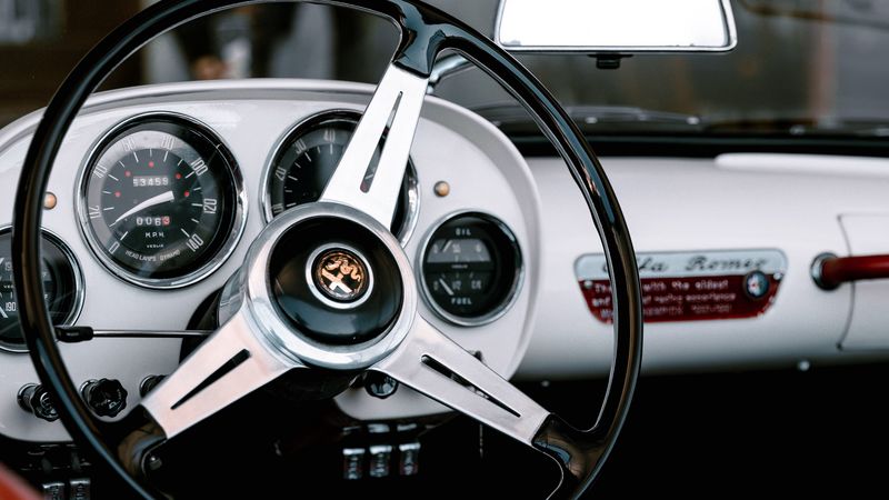 steering wheel, salon, retro, car, 4k