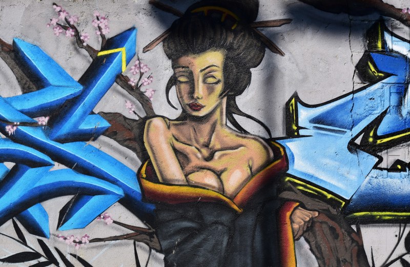 a sensual graffiti image, _sensual woman graffiti 4k