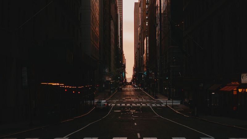 city, road, buildings, skyscrapers, 4k