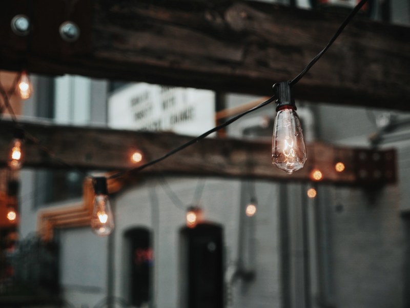 hanging light bulbs against the patio background in kitchener, _hanging light bulbs kitchener 4k