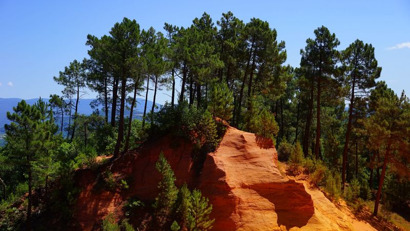 roussillon, rock, quarry, trees, 4k
