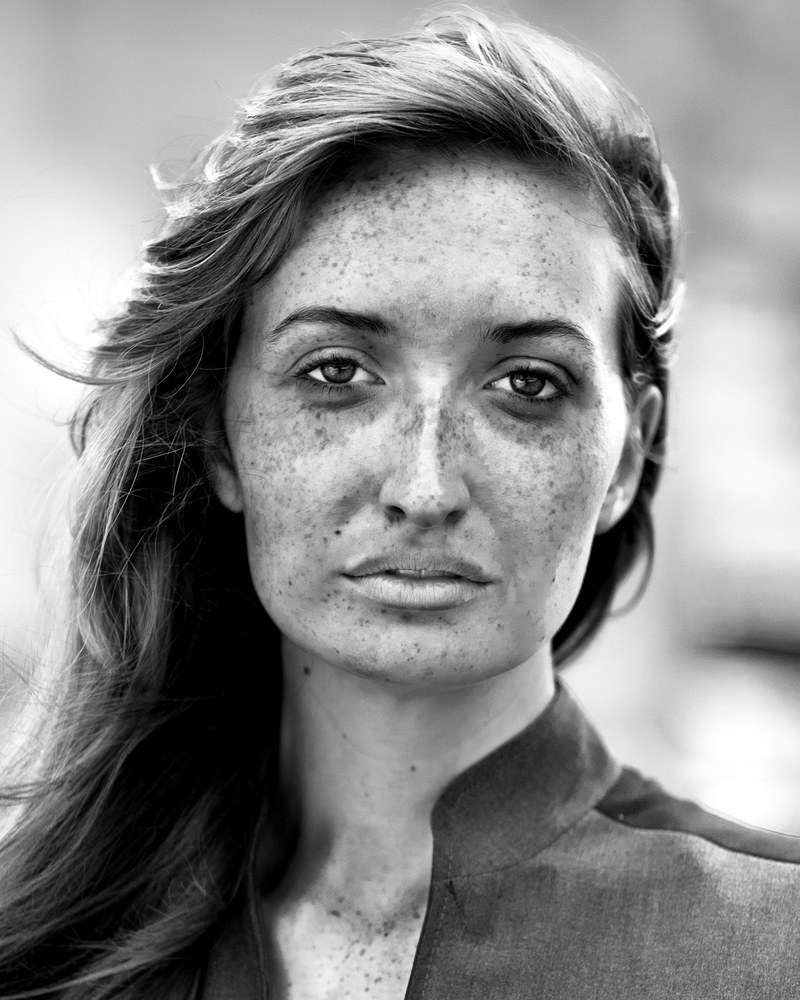 black and white close up shot of attractive dark haired woman with freckles rogers arkansas united states, freckles 4k