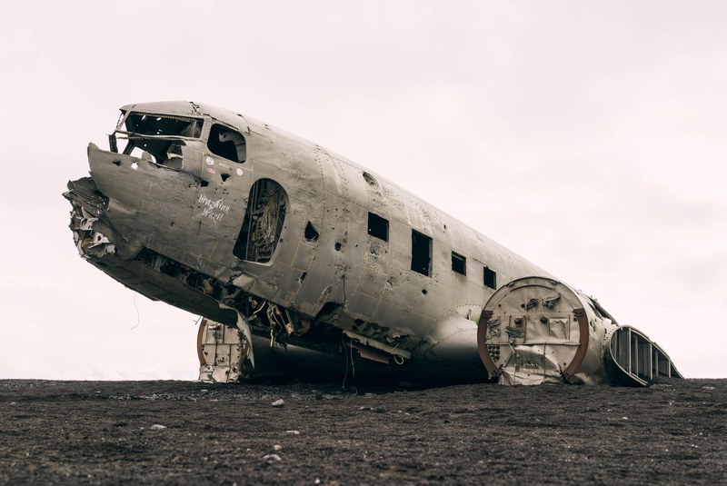 plane wreck ruin and airplane 4k