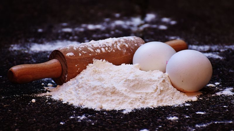 flour, rolling pin, eggs, pastries, 4k