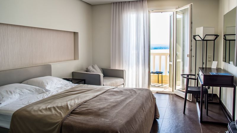 room, bed, balcony, furniture, design, 4k