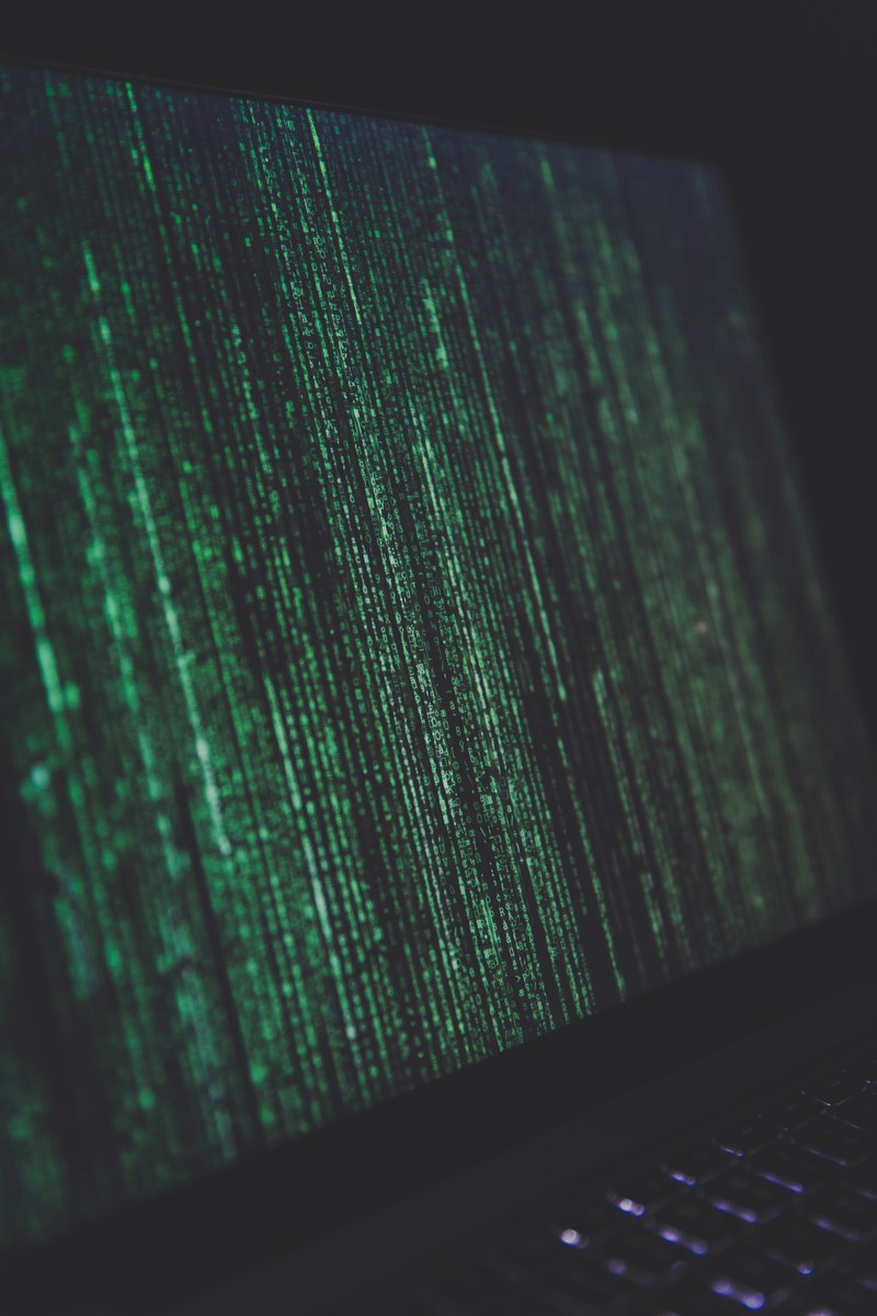 green matrix style code raining down a computer screen, green matrix rain on a screen 4k