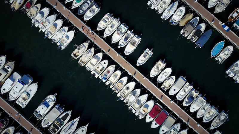 boat marina moored and yacht 4k