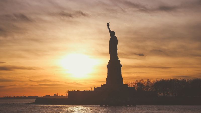 statue of liberty, usa, america, sunset, sculpture, 4k