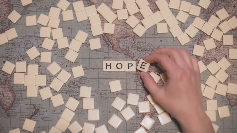 words, hope, hand, card, 4k