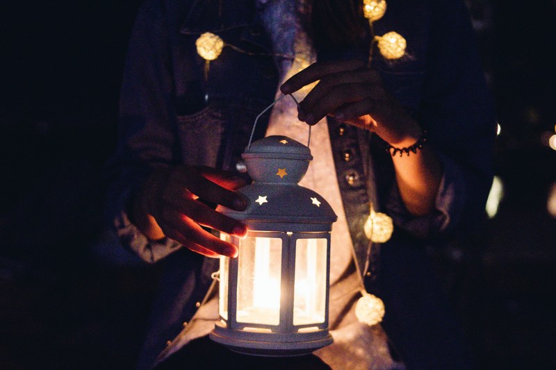 light lantern source of illumination and string light 4k