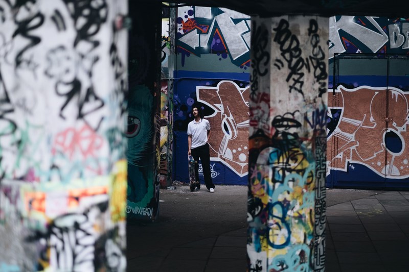 street art skateboarder man and skater 4k