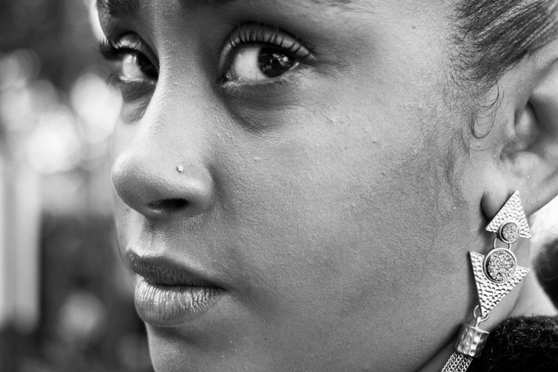 portrait woman face and nose piercing 4k