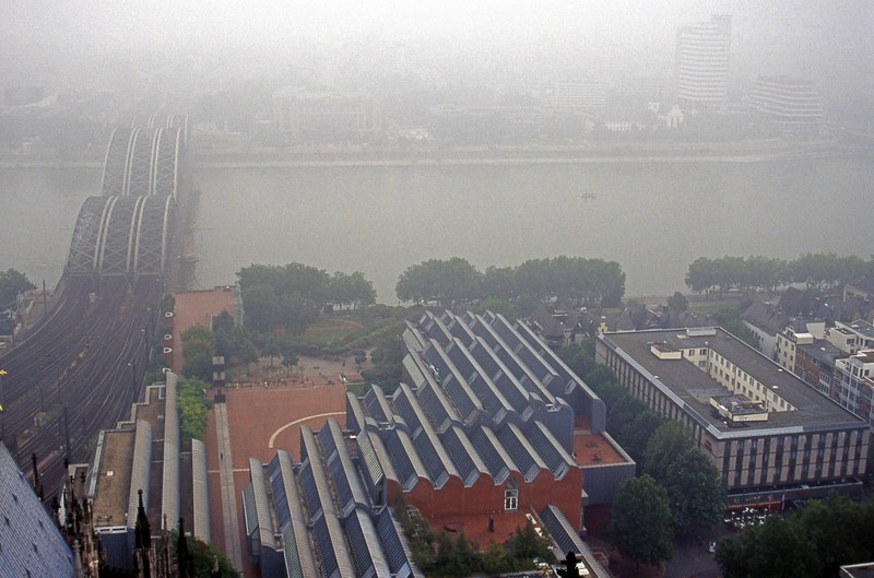 rhine river seen from cologne cathedral 4k