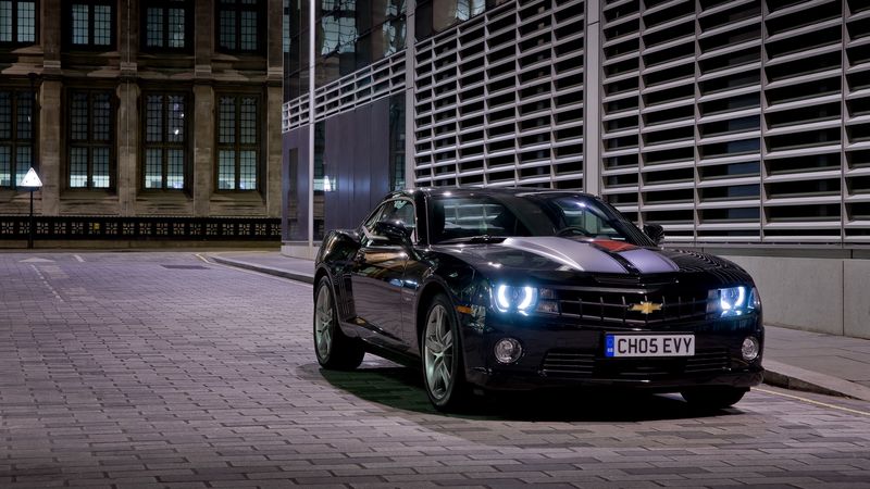 chevrolet, camaro, rs, black, side view, 4k