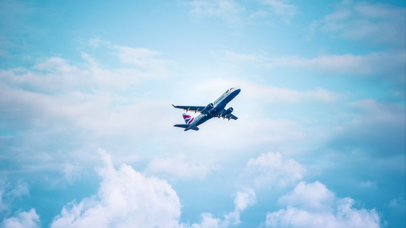 airplane, flight, sky, wings, 4k