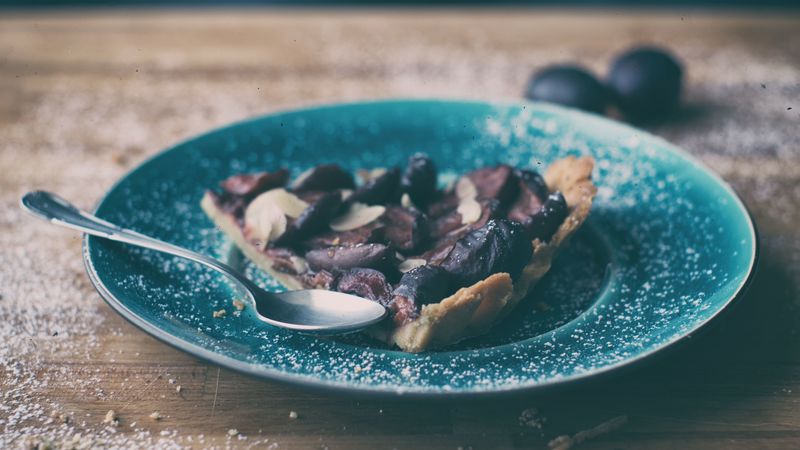pie, plum, baked, 4k