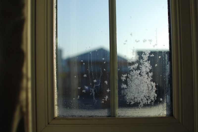 ice crystals on a windowpane 4k