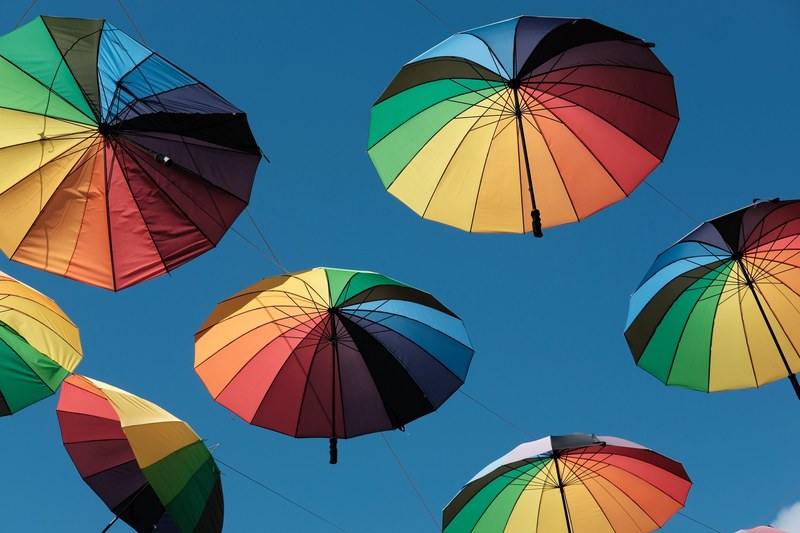 umbrella parasol rainbow and parasol canopy 4k