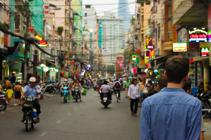 people on motorbikes and pedestrians in a crowded street, motorbikes and pedestrians 4k