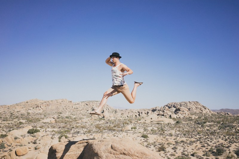 jumping rock jump and person 4k