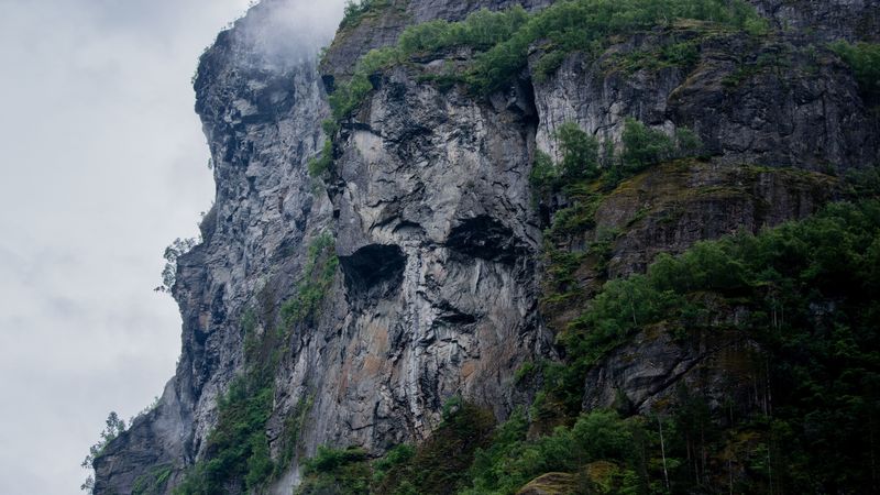mountains, rocks, grass, 4k