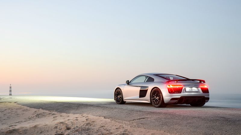audi, r8, rear view, road, 4k