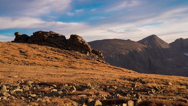 alps, grass, meadow, mountains, rocks, 4k