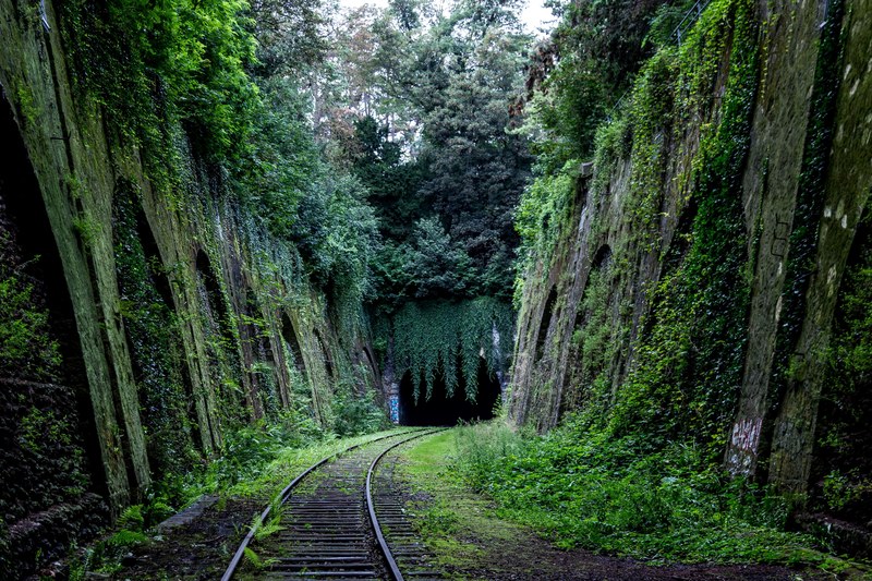 tunnel train track track and railway 4k