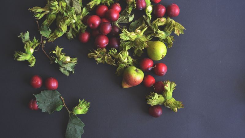 pear, plum, fruit, 4k