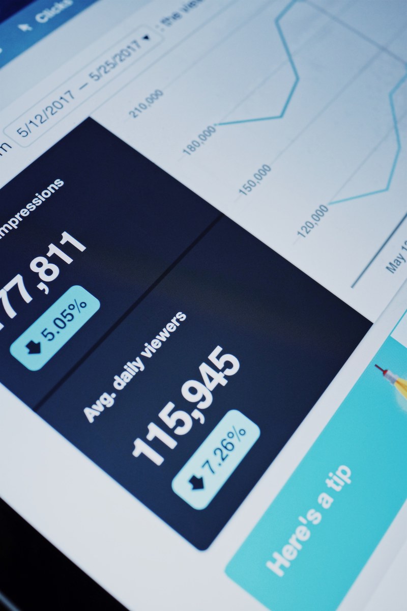 close up of web analytics on a computer screen, pinterest analytics 4k