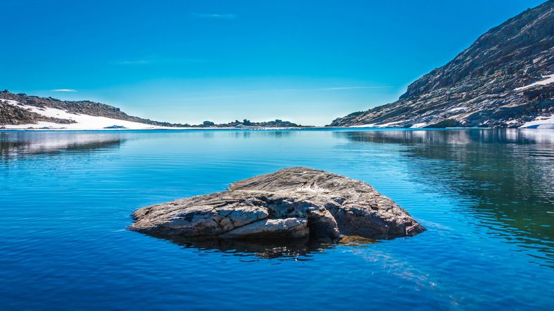 lake, mountains, blue water, 4k