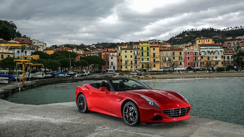 ferrari, california, red, side view, 4k
