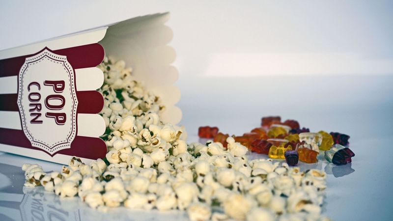 popcorn, candy, snacks, 4k
