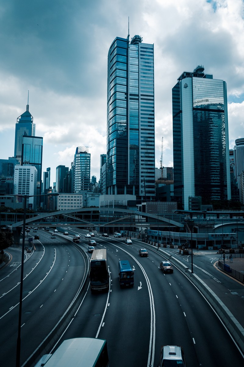 skyscrapers roads tall buildings and sky hd, 4k