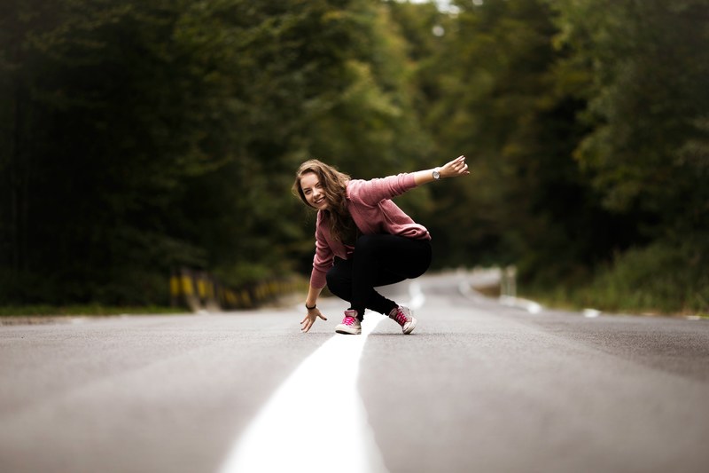 portrait woman dance and smile 4k