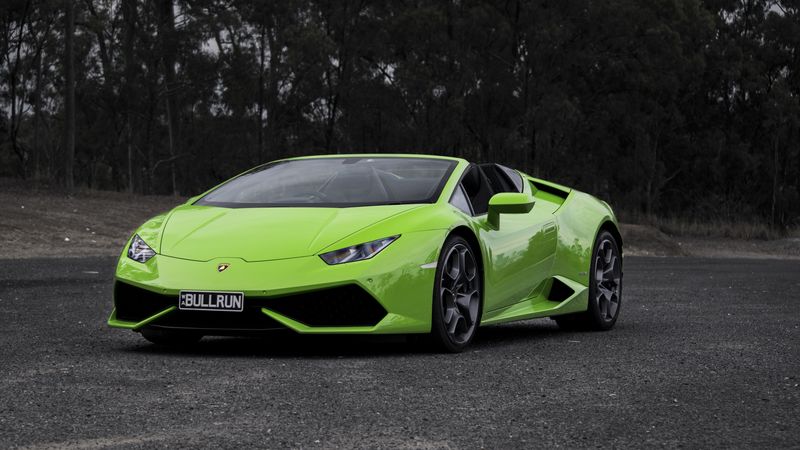 lamborghini, huracan, lp610-4, green, side view, 4k