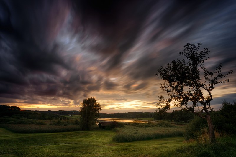 landscape blur stormy sky and sunray 4k