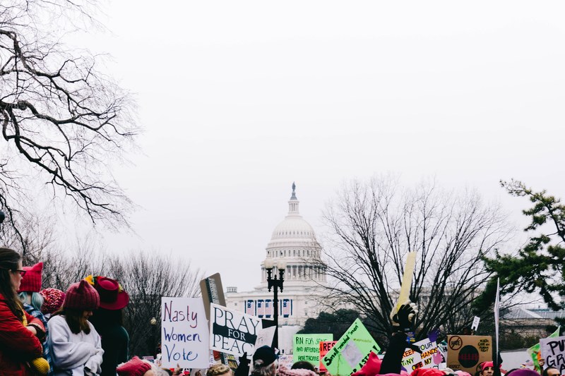 a group of protestors at the womens march near the capitol in washington, nasty women vote 4k