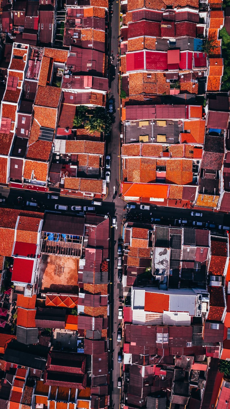 top down of local houses at melaka malaysia 4k